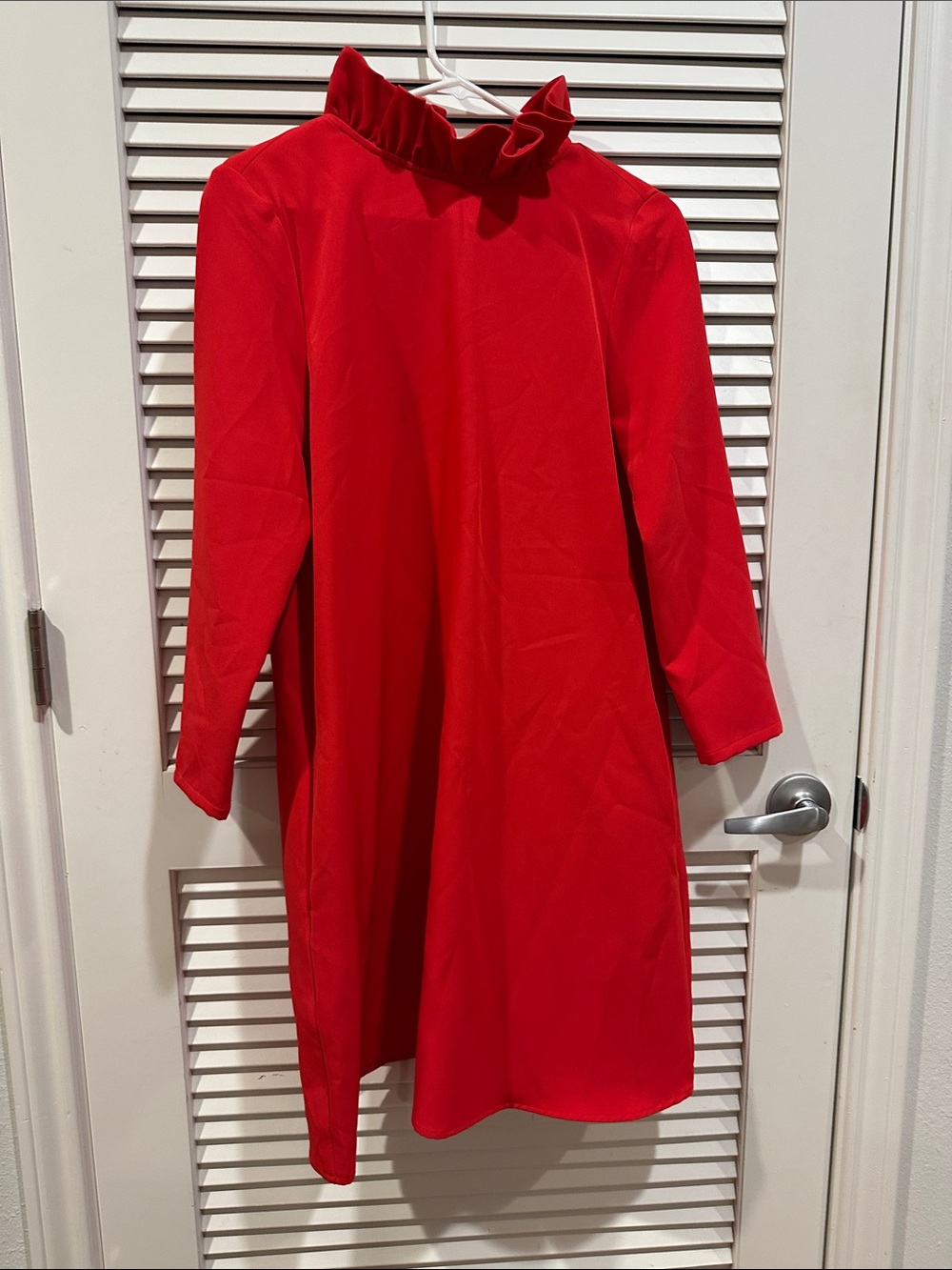 Tuckernuck Red Ruffle-Neck Shift Dress - Picture 2 of 4